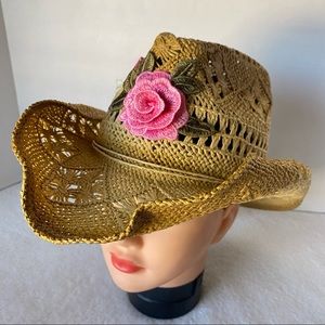 Western Cowgirl Hat Custom Pink Rose Appliqué Pretty Fancy Festival STAGECOACH